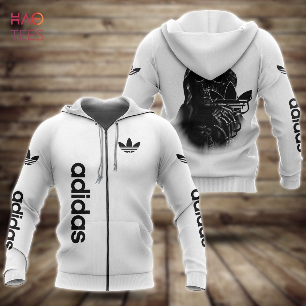 Adidas Full White Color Mix Pattern 3D Hoodie Limited Edition