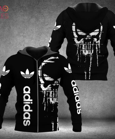Adidas Skullcap Full Black Luxury 3D Hoodie Limited Edition