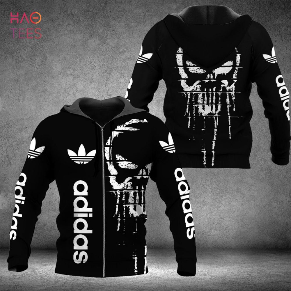 Adidas Skullcap Full Black Luxury 3D Hoodie Limited Edition