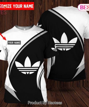 Adidas 3D T-Shirt Black White Brand Inspired 3D Personalized Customized