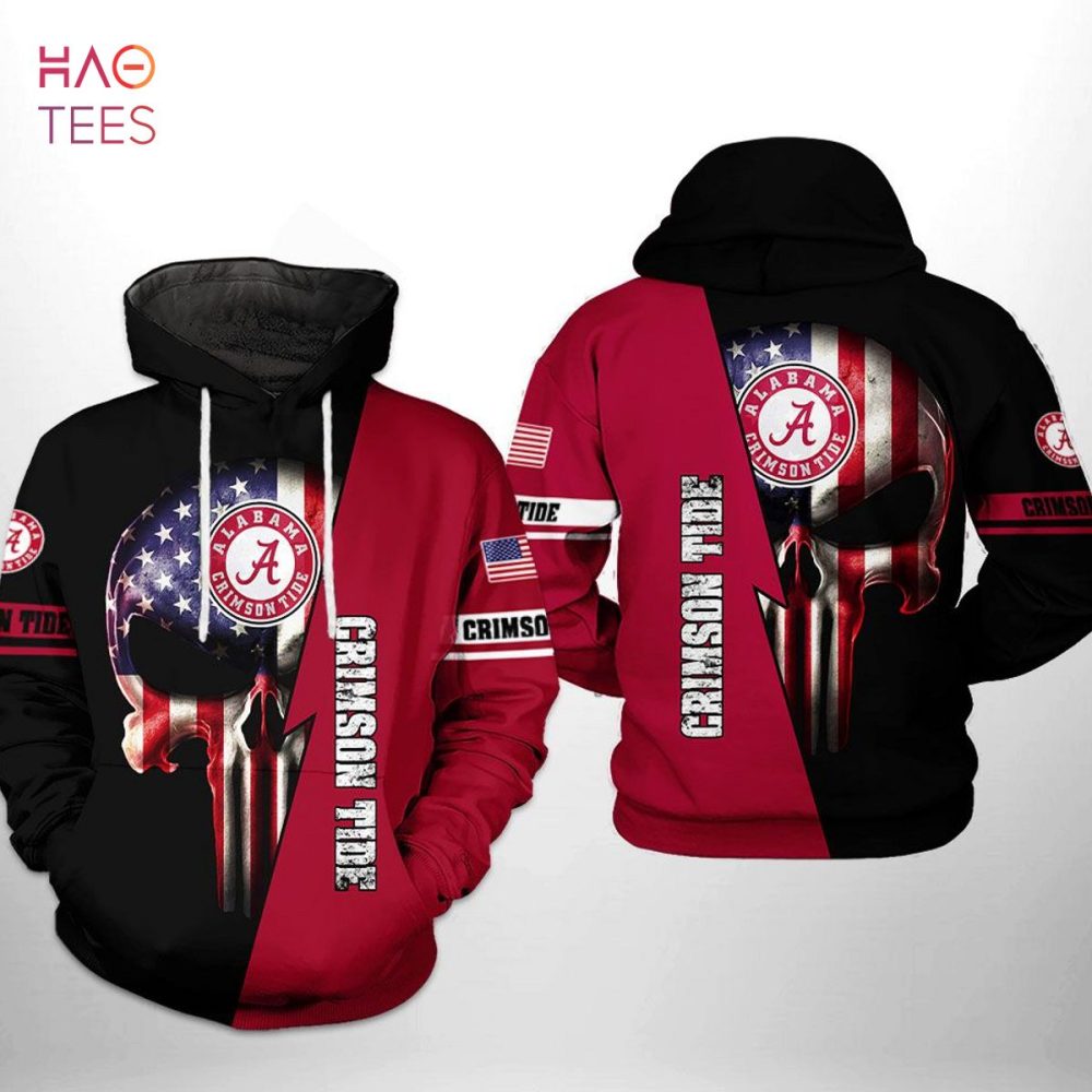 Alabama Crimson Tide Ncaa Us Flag Skull 3D Printed Hoodie