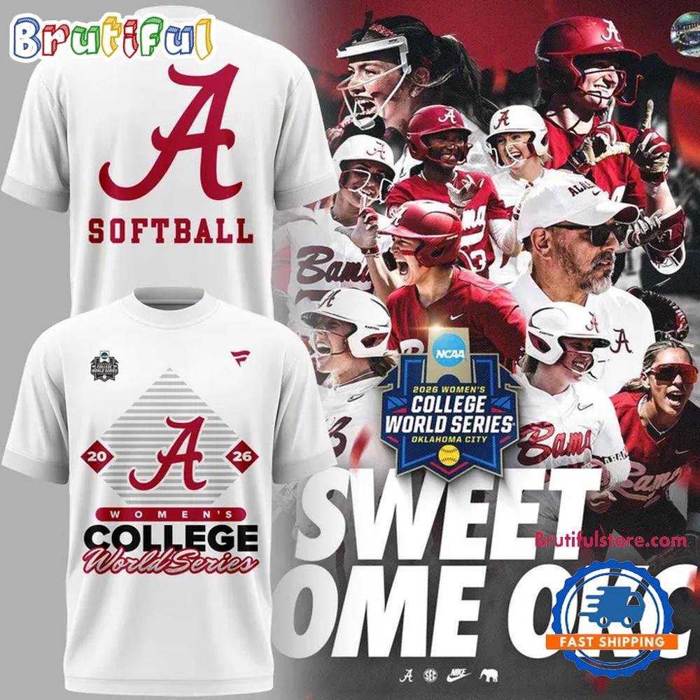 Alabama Crimson Tide Softball 2026 Women'S College World Series White T Shirt