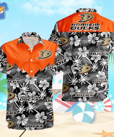 Anaheim Ducks Hawaiian Shirt Tropical Flower Pattern All Over Print