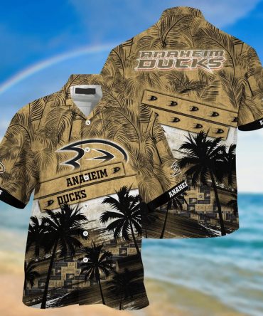 Anaheim Ducks Nhl Palm Tree Pattern Hawaii Shirt For Sports Fans Unisex Sport Hawaii Shirt