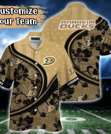 Anaheim Ducks Nhl Us Flag Hawaiian Shirt Custom Summer Aloha Shirt