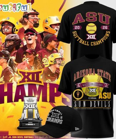 Arizona State Sun Devils 2026 Big 12 Softball Tournament Champions Black T Shirt