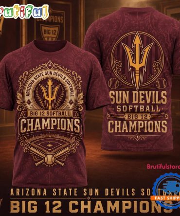 Arizona State Sun Devils Ncaa Softball Big 12 Champions 2026 3D T-Shirt