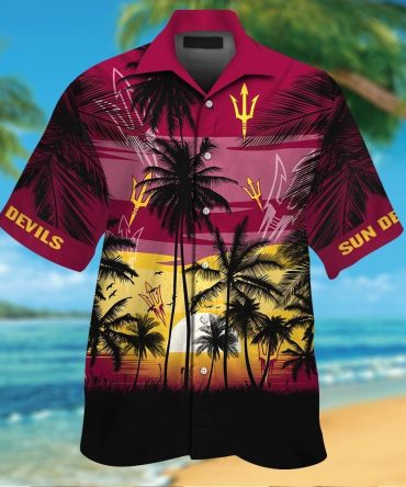 Arizona State Sun Devils Short Sleeve Button Up Tropical Shirt Hawaiian Shirt
