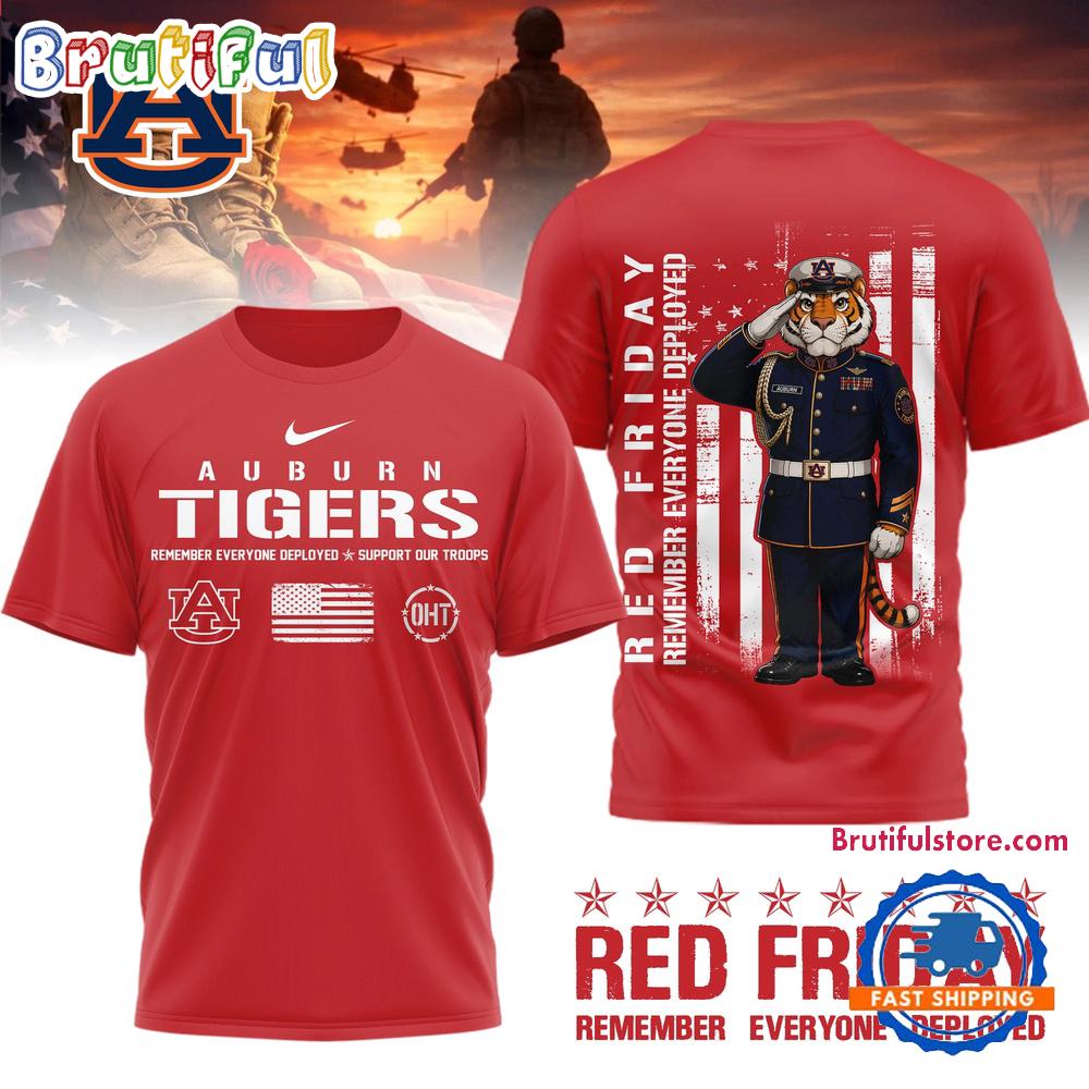 Auburn Tigers Ncaa Red Friday Remember Everyone Deployed Limited 3D Shirt