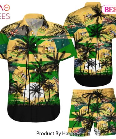 Australia Coconut Pattern Hawaiian Soccer Team World Cup Champions Football Gift Fans World Cup 3D Hawaiian Shirt