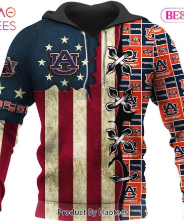 Auburn Tigers Flag American Distressed 3D Hoodie Gifts For Auburn Tigers Fans