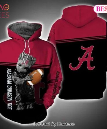 Baby Groot Hug Ball Alabama Crimson Tide 3D Hoodie Gifts For Alabama Crimson Tide Fans