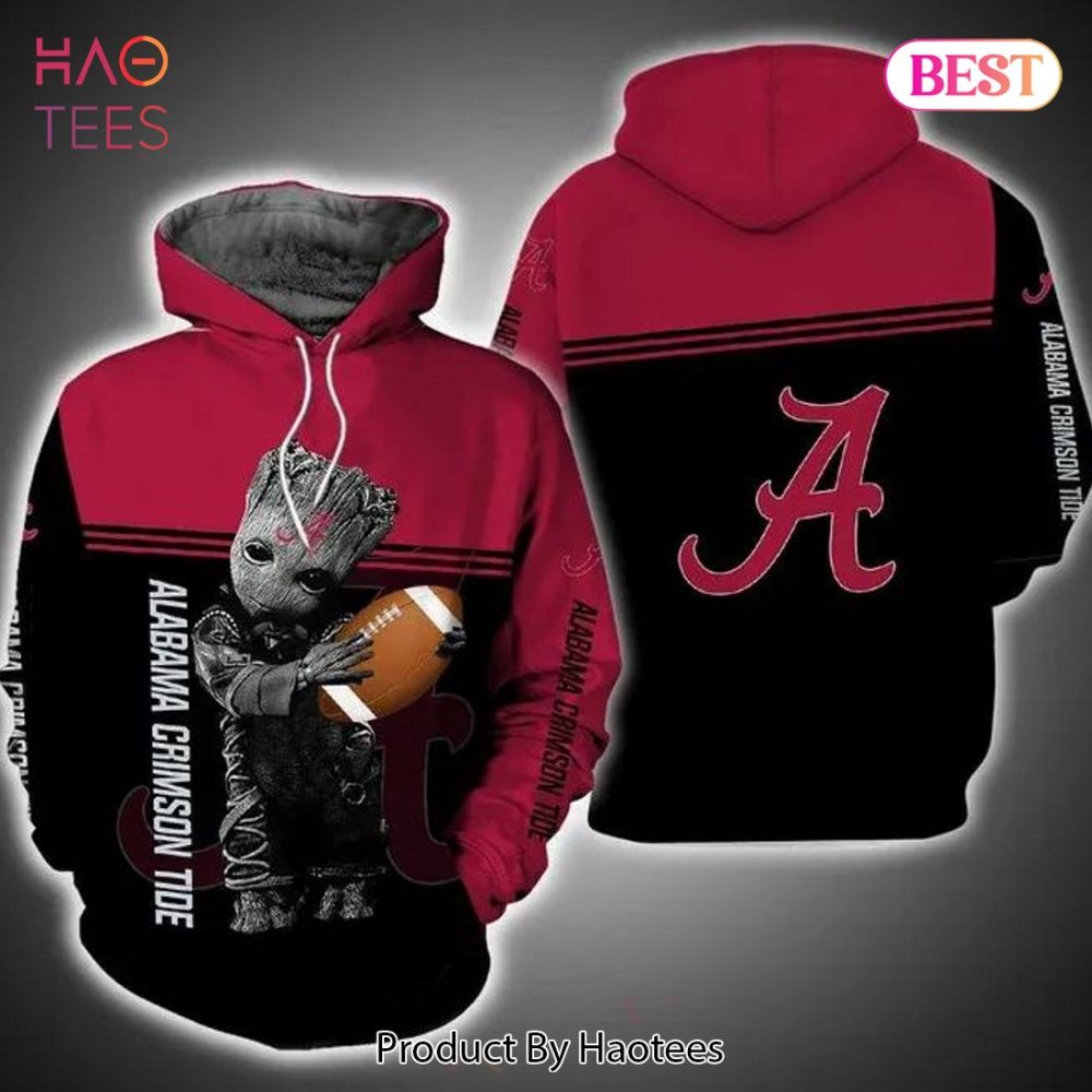 Baby Groot Hug Ball Alabama Crimson Tide 3D Hoodie Gifts For Alabama Crimson Tide Fans