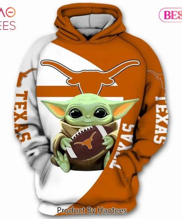 Baby Yoda Hug Ball Texas Longhorns 3D Hoodie Texas Longhorns