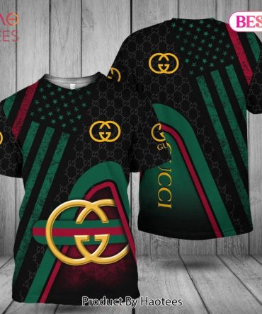 Gucci Gold Logo Full Printing Brand 3D T-Shirt Limited Edition