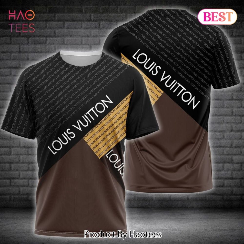Louis Vuitton Black Brown Mix Brand Motifs 3D T-Shirt Limited Edition