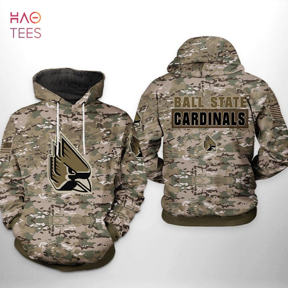 Ball State Cardinals Ncaa Camo Veteran 3D Printed Hoodie