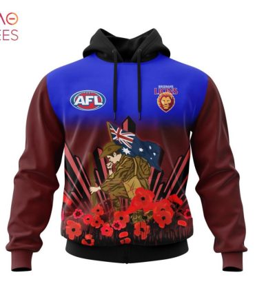 Afl Brisbane Lions, Specialized 2022 Anzac Jersey Concepts 3D Hoodie