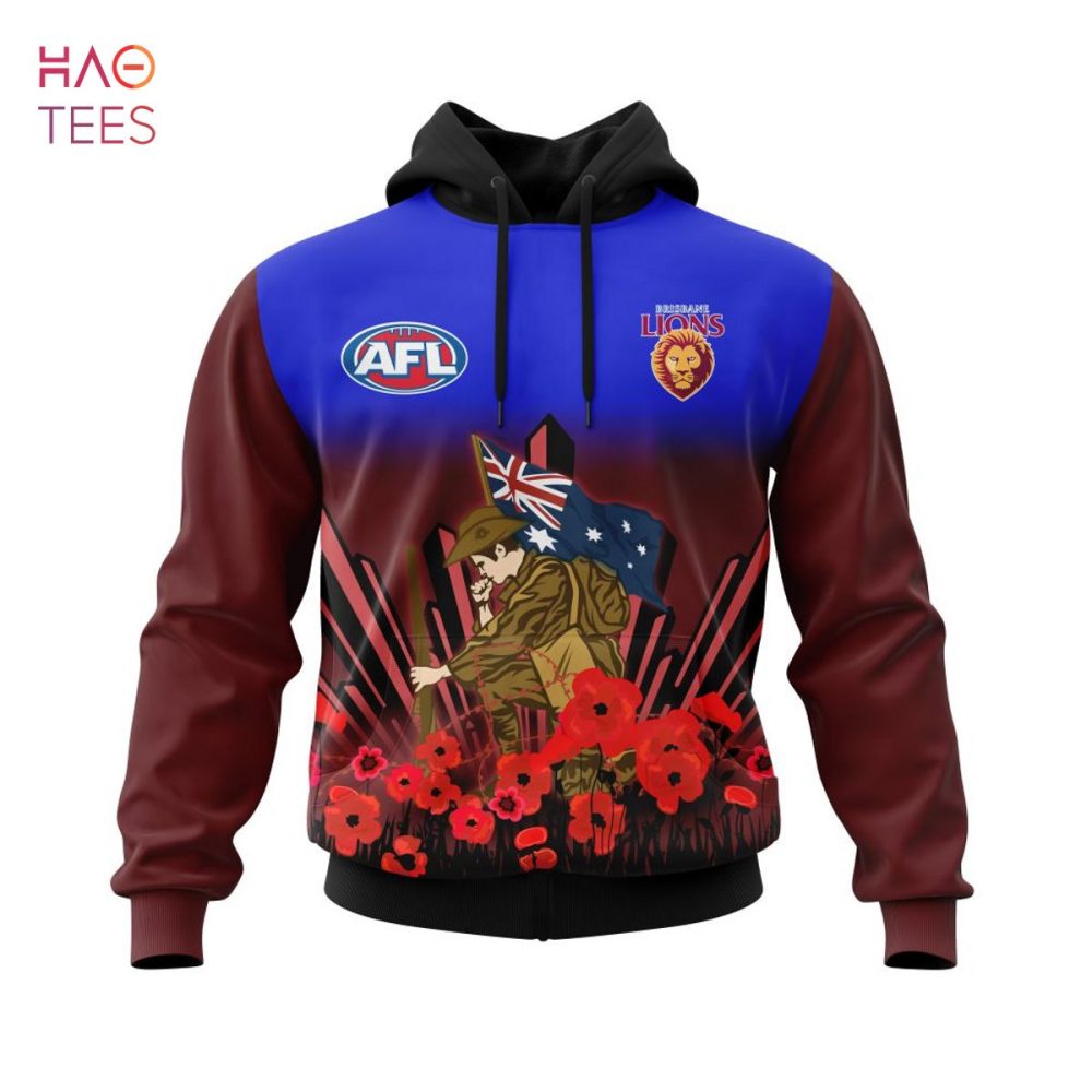Afl Brisbane Lions, Specialized 2022 Anzac Jersey Concepts 3D Hoodie