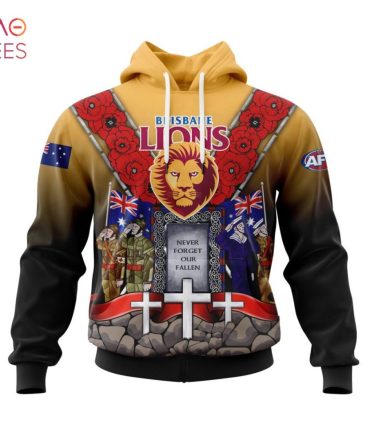 Afl Brisbane Lions, Specialized 2022 Anzac Jersey Concepts 3D Hoodie