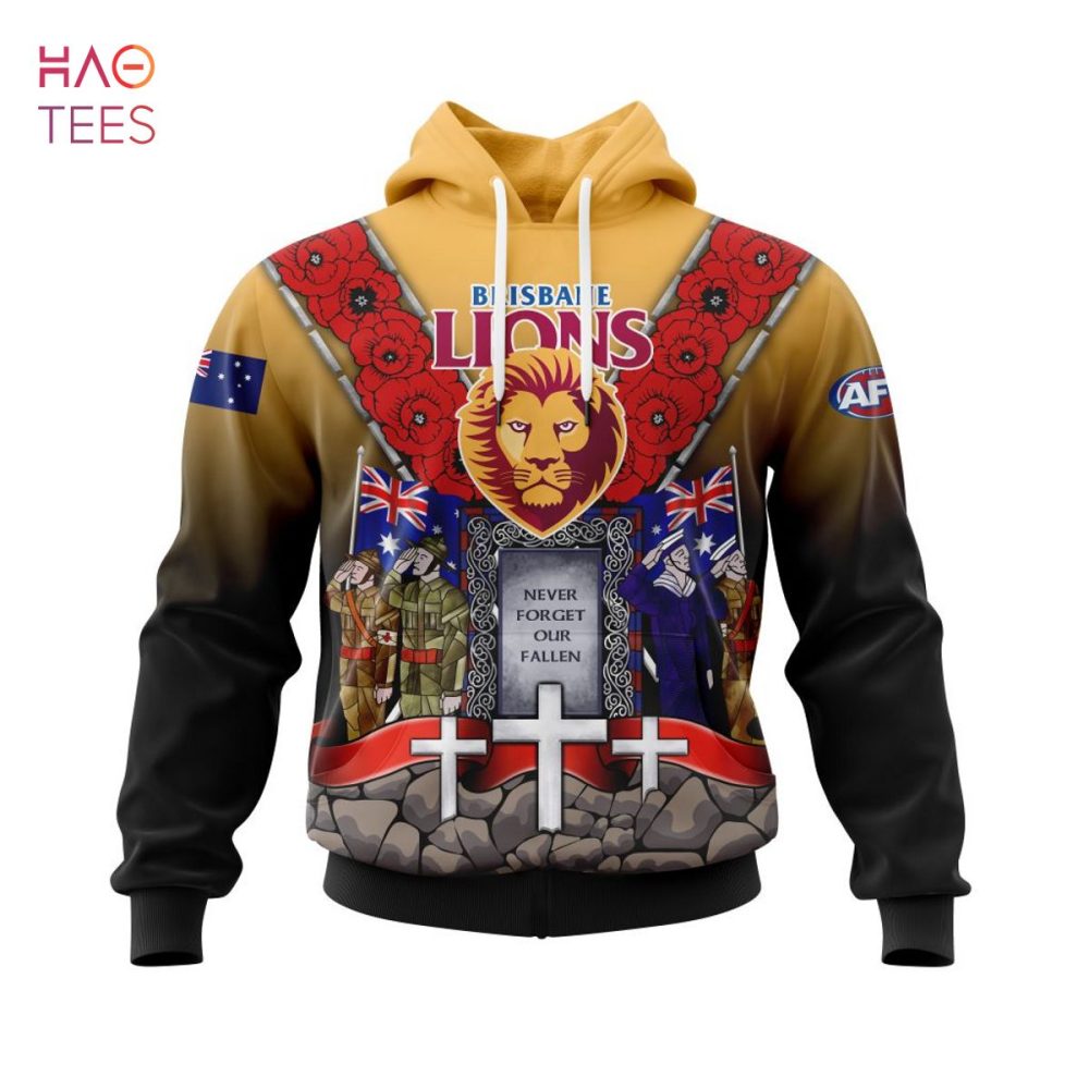 Afl Brisbane Lions, Specialized 2022 Anzac Jersey Concepts 3D Hoodie