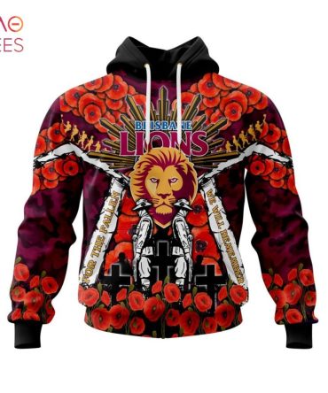 Afl Brisbane Lions, Specialized 2022 Anzac Jersey Concepts 3D Hoodie Limited Edition