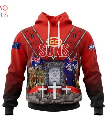Afl Gold Coast Football Club, Specialized 2022 Anzac Jersey Concepts 3D Hoodie Limited Edition