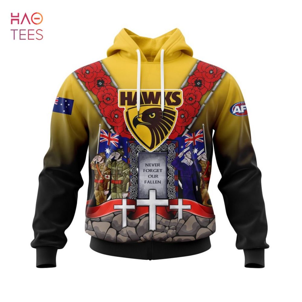 Afl Hawthorn Football Club, Specialized 2022 Anzac Jersey Concepts 3D Hoodie Limited Edition