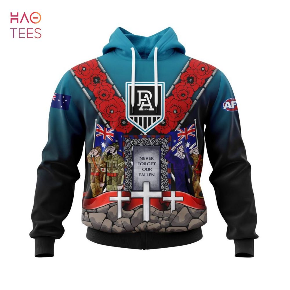 Afl Port Adelaide, Specialized 2022 Anzac Jersey Concepts 3D Hoodie Limited Editionm