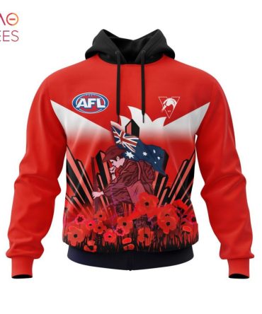 Afl Sydney Swans, Specialized 2022 Anzac Jersey Concepts 3D Hoodie