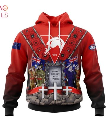Afl Sydney Swans, Specialized 2022 Anzac Jersey Concepts 3D Hoodie - Ru21