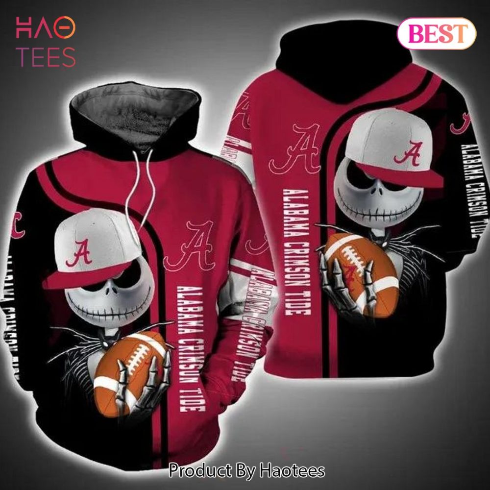 Alabama Crimson Tide And Jack Skellington 3D Hoodie Alabama Crimson Tide Gifts For Her