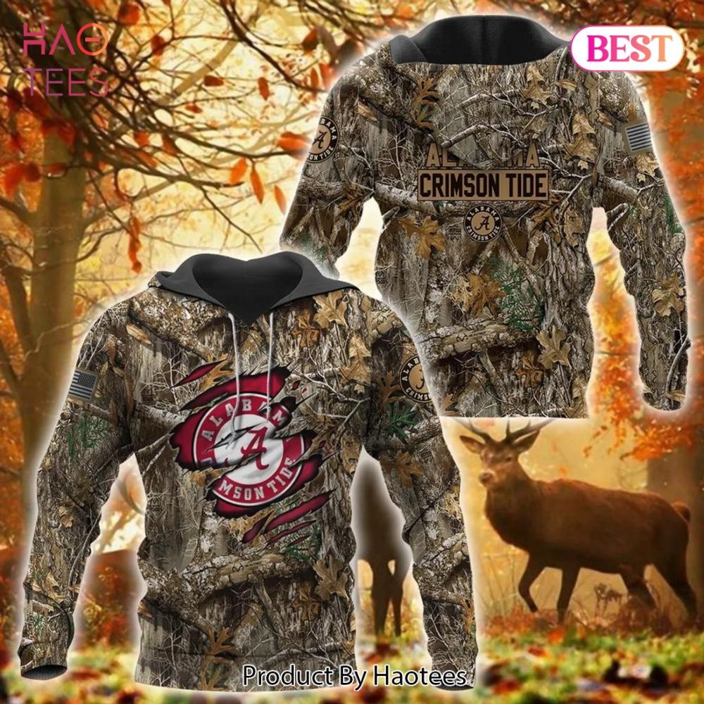 Alabama Crimson Tide Hunting Camo 3D Hoodie Cool Alabama Crimson Tide Gifts