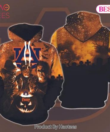 Auburn Tigers Halloween And Michael Myers, Jason Voorhees, Freddy Krueger 3D Hoodie Auburn Tigers Gift