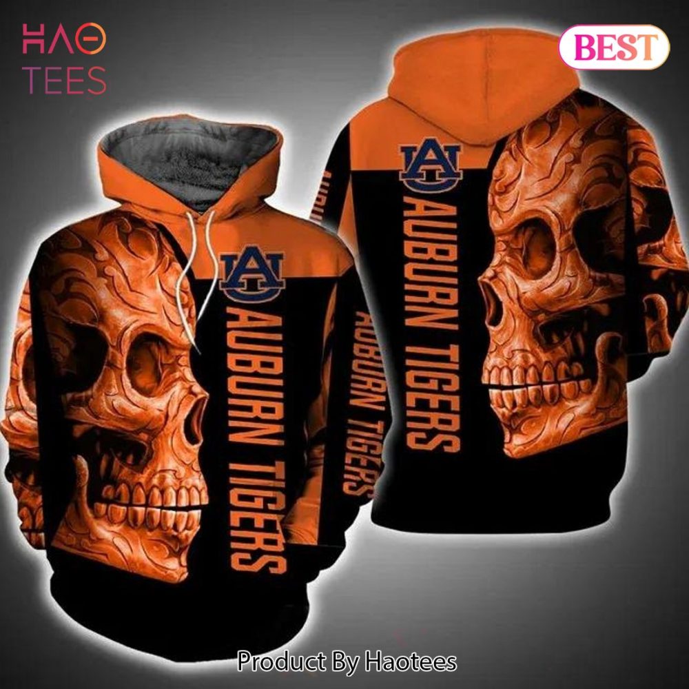 Auburn Tigers Skull 3D Hoodie College Baseball Apparel