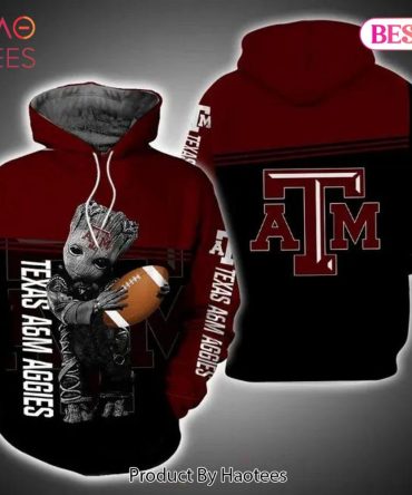 Baby Groot Hug Ball Texas A&M Aggies 3D Hoodie Texas A&M Aggies
