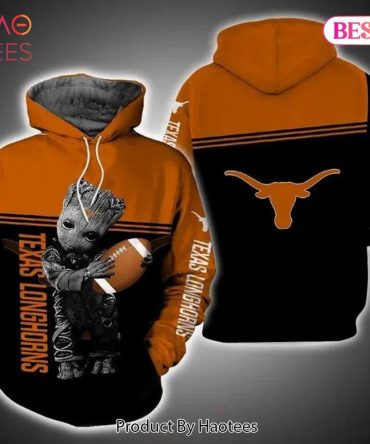 Baby Groot Hug Ball Texas Longhorns 3D Hoodie Ncaa Basketball Gifts