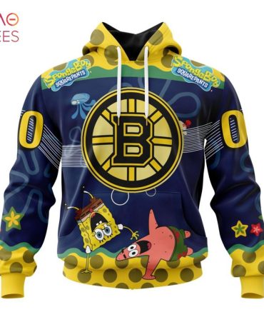 Boston Bruins, Specialized Jersey With Spongebob 3D Hoodie