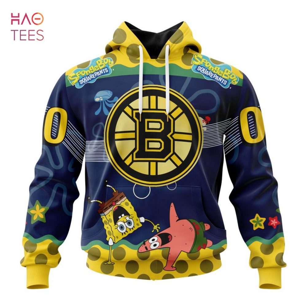 Boston Bruins, Specialized Jersey With Spongebob 3D Hoodie