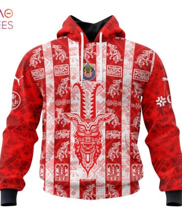 Liga Mx C.D. Guadalajara, Specialized Team Jersey With Aztec Design 3D Hoodie Pod Design