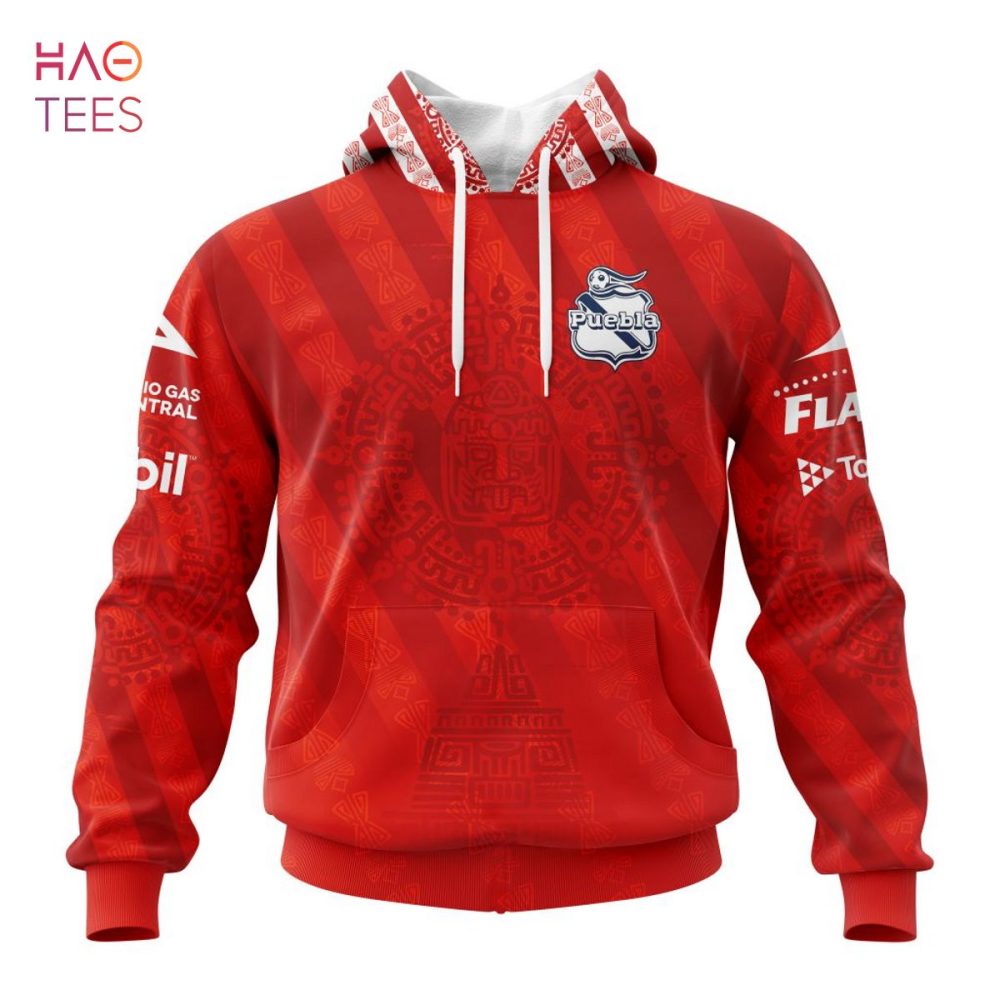 Liga Mx Club Puebla, Specialized Team Jersey With Aztec Design 3D Hoodie