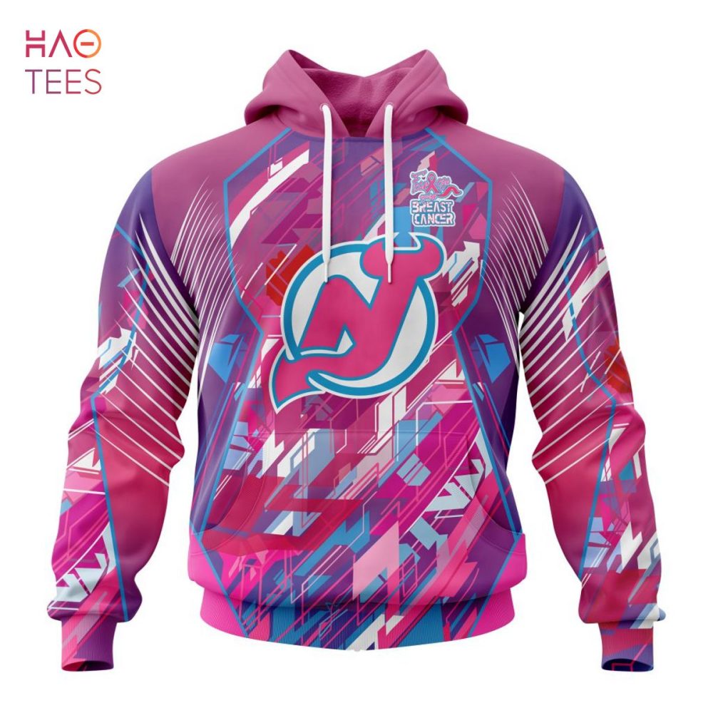 Nhl New Jersey Devils, Specialized Design I Pink I Can! Fearless Again Breast Cancer 3D Hoodie