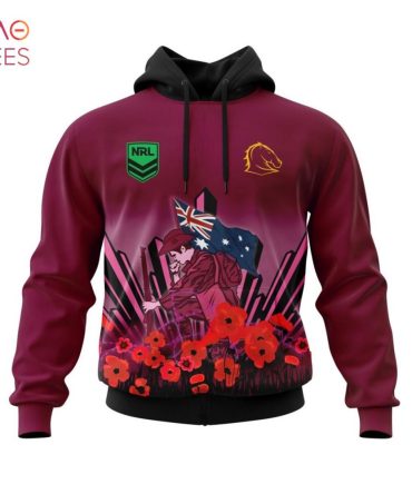 Nrl Brisbane Broncos, Specialized 2022 Anzac Jersey Concepts 3D Hoodie