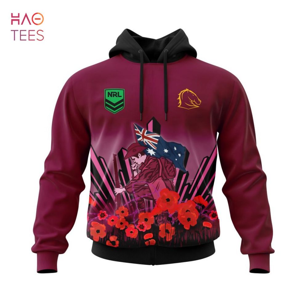 Nrl Brisbane Broncos, Specialized 2022 Anzac Jersey Concepts 3D Hoodie