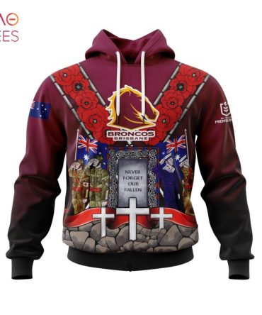 Nrl Brisbane Broncos, Specialized Anzac Jersey Concepts 3D Hoodie