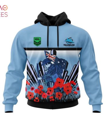 Nrl Cronulla-Sutherland Sharks, Specialized 2022 Anzac Jersey Concepts 3D Hoodie