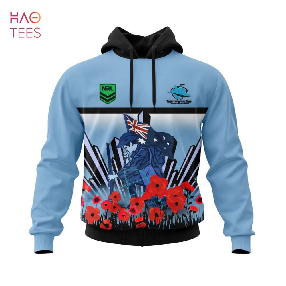 Nrl Cronulla-Sutherland Sharks, Specialized 2022 Anzac Jersey Concepts 3D Hoodie