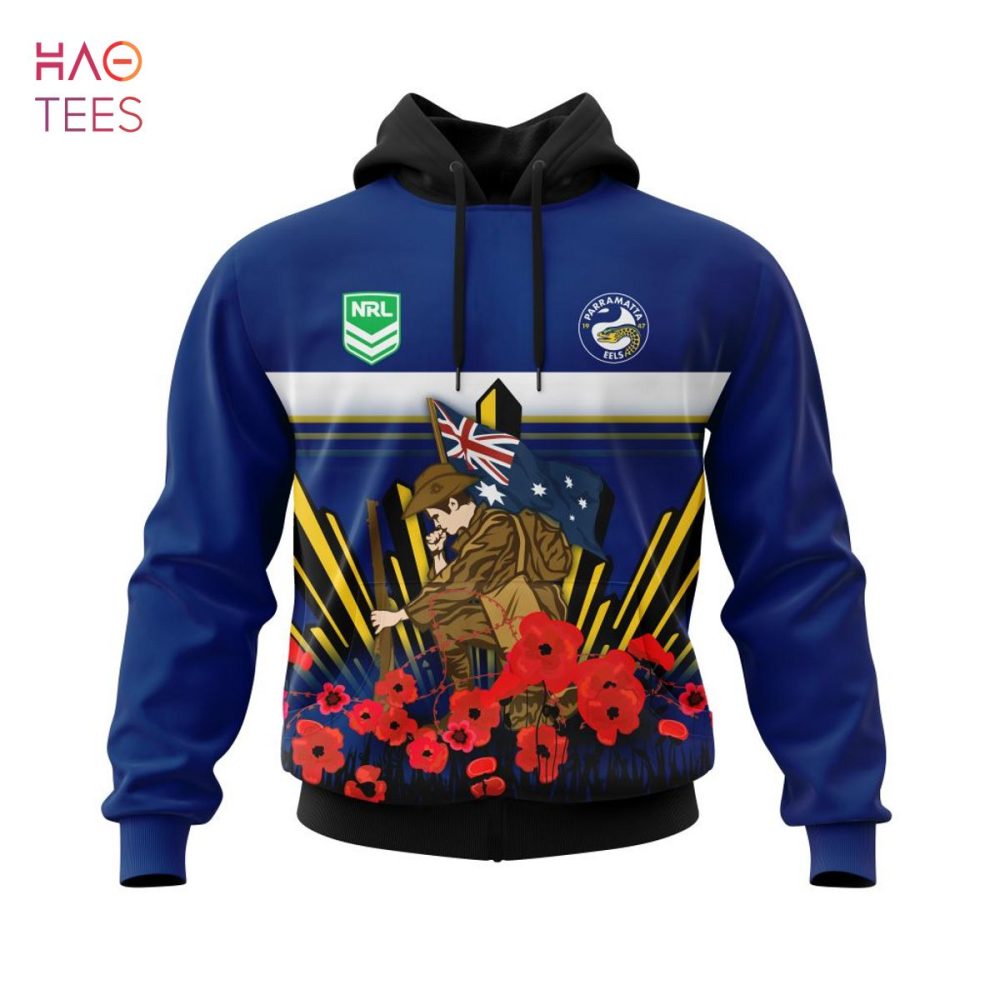 Nrl Parramatta Eels, Specialized 2022 Anzac Jersey Concepts 3D Hoodie