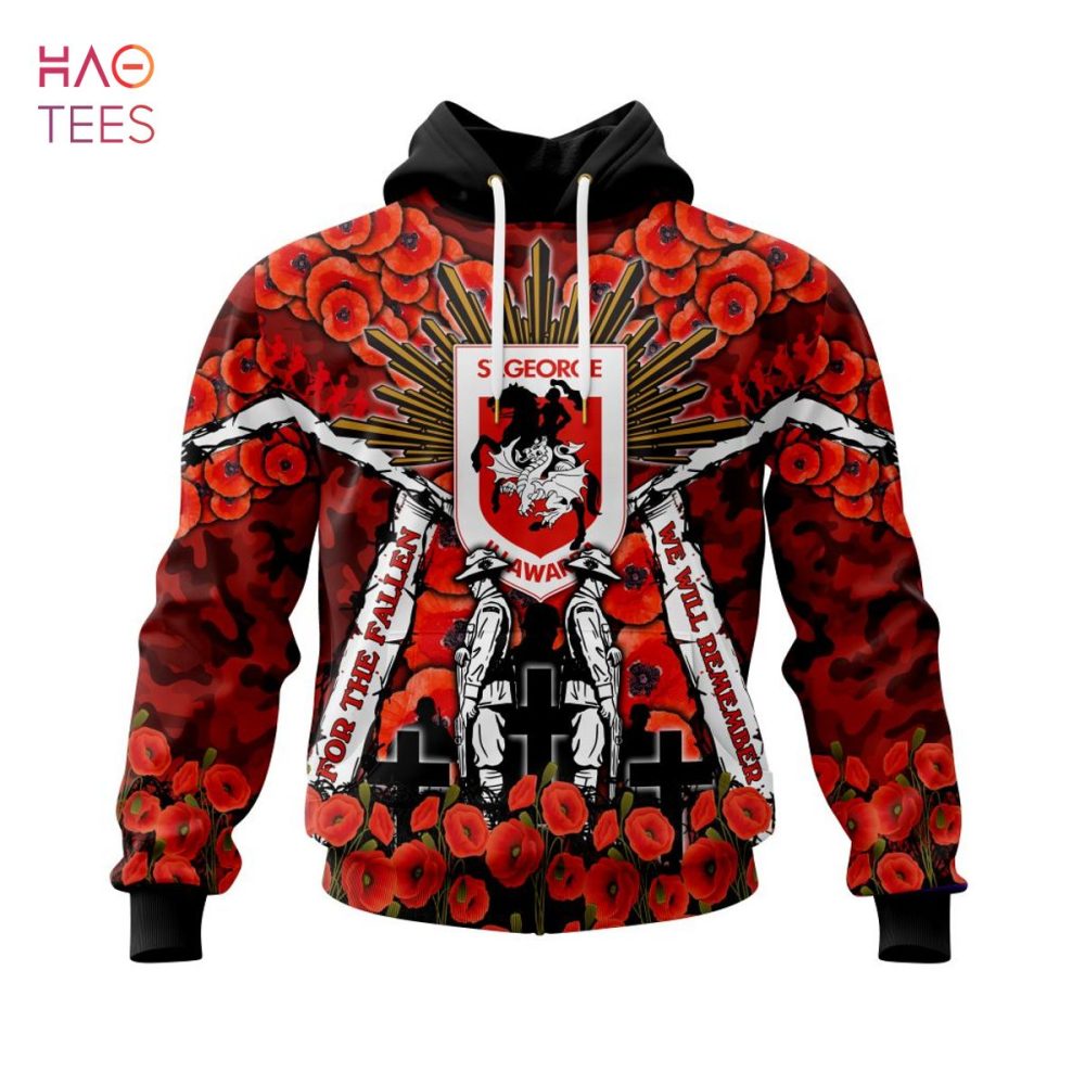 Nrl St. George Illawarra Dragons, Specialized 2022 Anzac Jersey Concepts 3D Hoodie Limited Edition