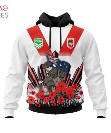 Nrl St. George Illawarra Dragons, Specialized 2022 Anzac Jersey Concepts 3D Hoodie